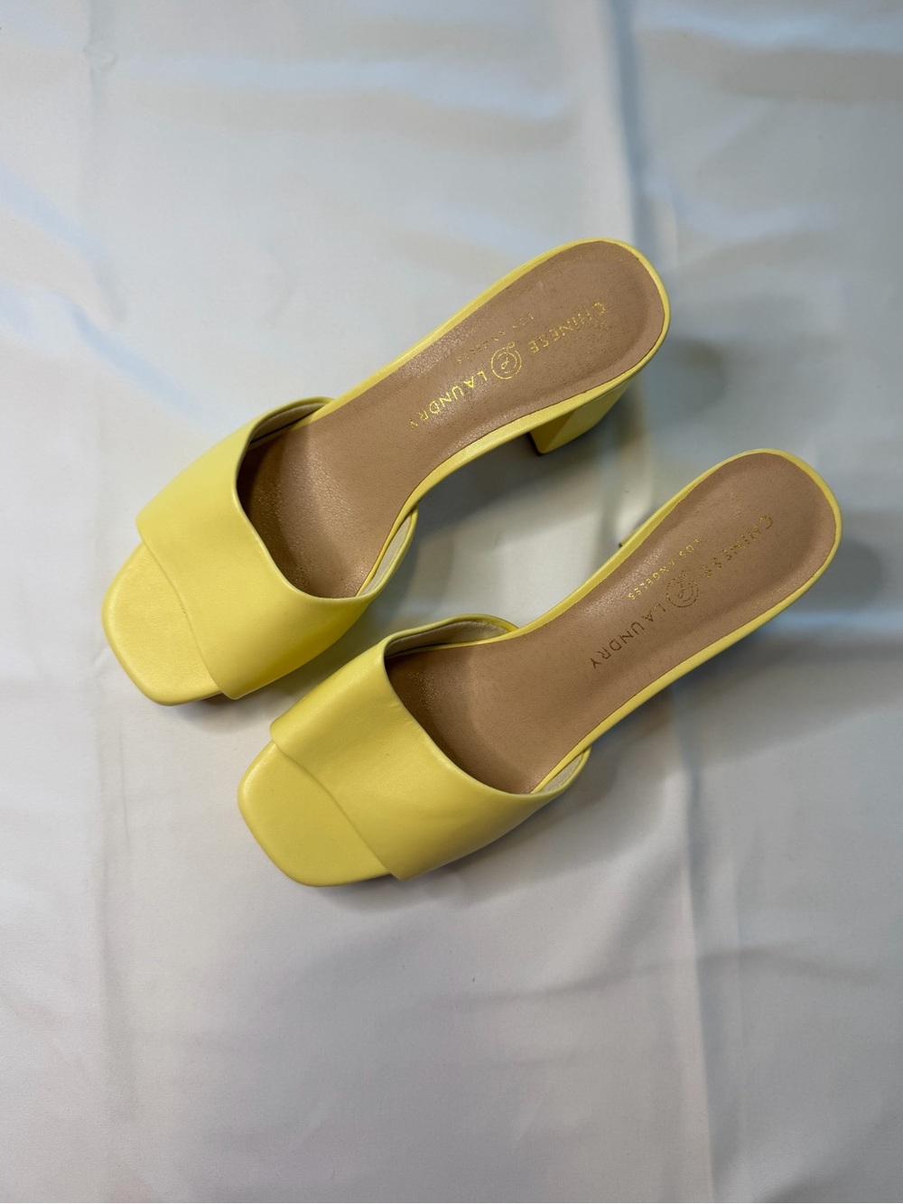 Chinese Laundry Lemon Yellow Block Heel Mule Sandals - Picture 2 of 4